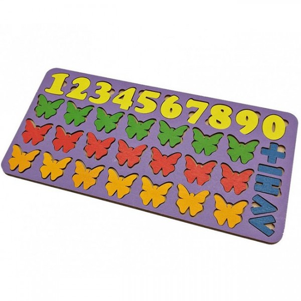 Деревянный обучающий набор Арифметика Бабочки,цвет, планшет 28*14см 6101211