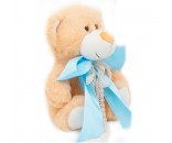 Медвежонок Сильвестр золотой с голубым атласным бантом, 20/25 см с шариками для мелкой моторики 0913120-15