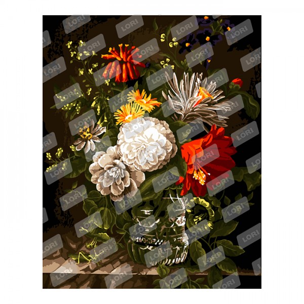 Набор ДТ Картина по номерам Цветы в граненой хрустальной вазе на подрамнике 40*50 см Рх-058 Lori