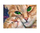 Набор для творчества Алмазная мозаика 30х40 см Любовь мамы-кошки НД-8576